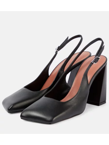 Pantofi cu toc Amina Muaddi din piele slingback negru