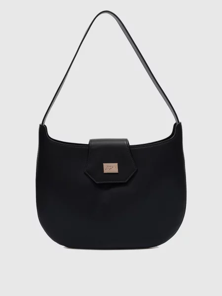Шкіряна сумка-хобо з металевим логотипом Babe Pay Pls чорна