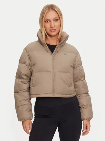 Calvin Klein Jeans Pūkinė striukė Smėlio pilka
