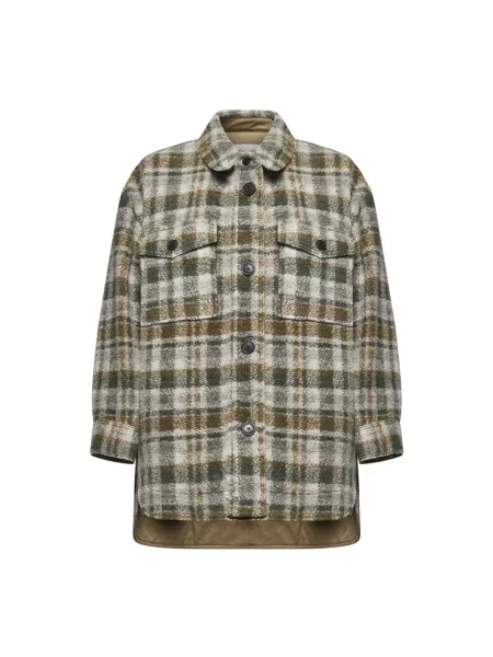 Kurtka Isabel Marant Etoile wełniana w kratkę brązowa