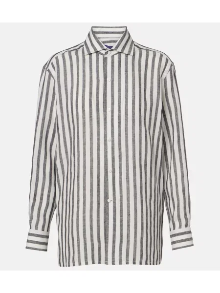 Cămașă cu dungi Ralph Lauren Collection de in cu dungi negru