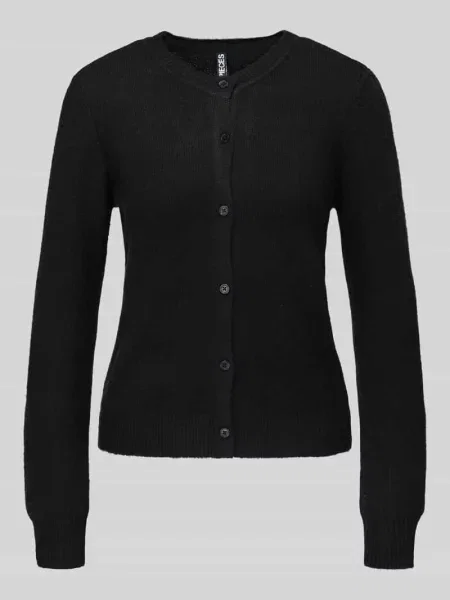 Kurtka z dzianiny o kroju regular fit z dodatkiem wełny model ‘MALOU’ Pieces czarna
