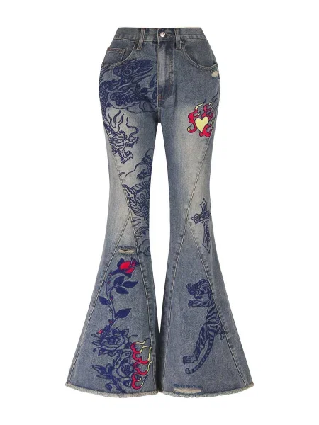 Ed Hardy Jeans albastru roșu