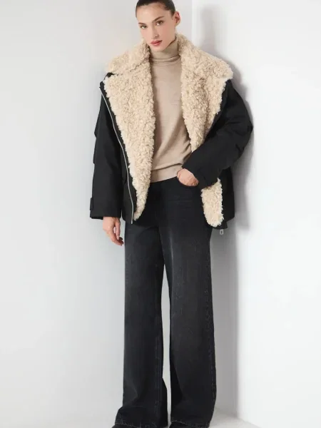 Medicine geacă biker de iarna oversize negru