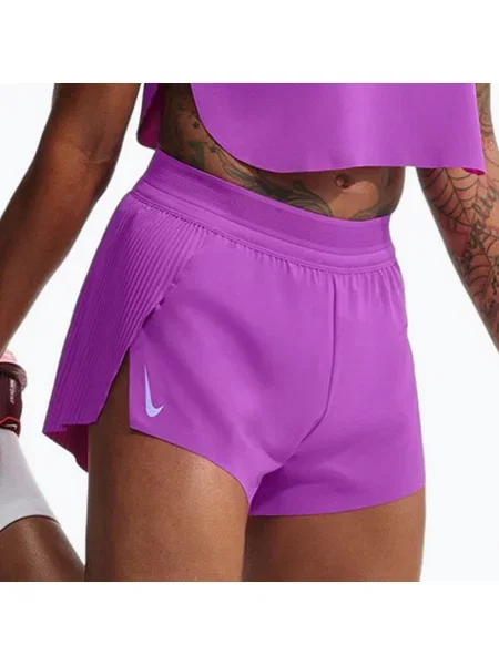 Pantaloni scurți de alergare pentru femei Nike AeroSwift Dri-Fit ADV Mid-Rise 3" vivid purple/purple pulse violet