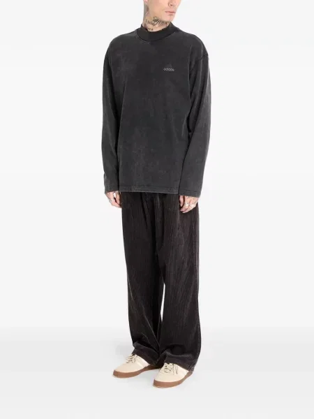 Τρέξιμο fleece μπλούζα Adidas με λαιμόκοψη v μαύρο