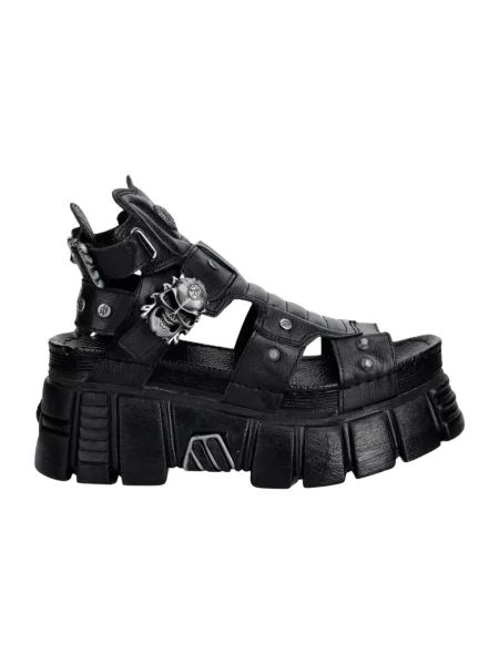 Botki New Rock skórzane na platformie czarne