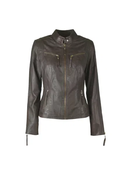 Kurtka skórzana Btfcph brązowa