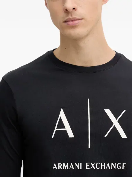 Lung tricou Armani Exchange cu imagine negru