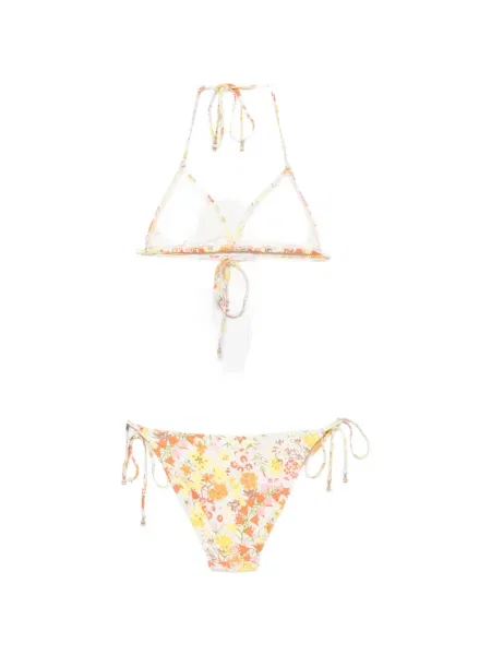 Bikini Zimmermann cu model floral cu imagine alb