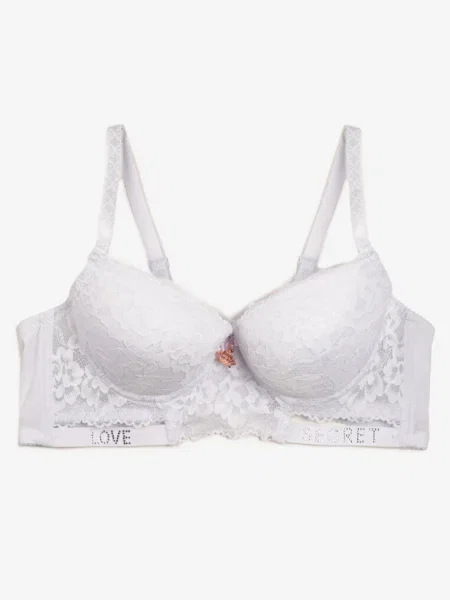 Sutien Push-Up Decorat cu Dantelă și Paiete Elisei alb