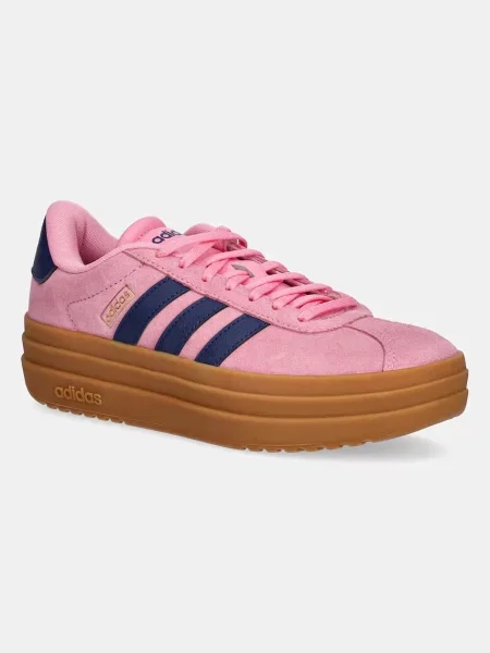 Adidas sneakers din piele intoarsă Vl Court Bold femei roz