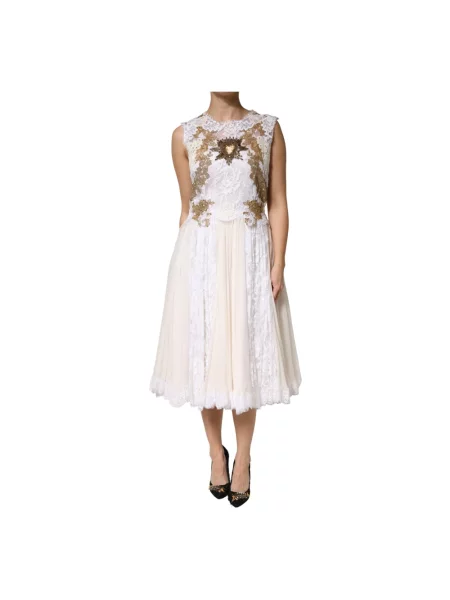 Sukienka midi Dolce And Gabbana bez rękawów koronkowa do kolan