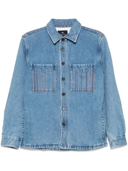 Geacă Ps Paul Smith cu broderie cu dungi albastru