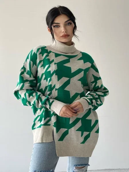 WOMAN VISION Svetr krémová zelená