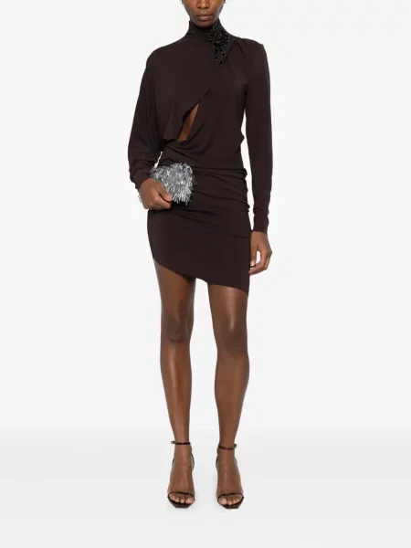 Rochie mini Amen drapată de costum maro