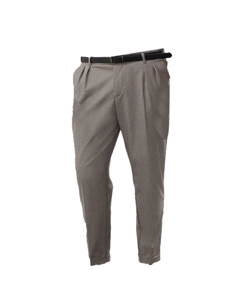 Antioch Pantaloni cutați bej închis / negru alb