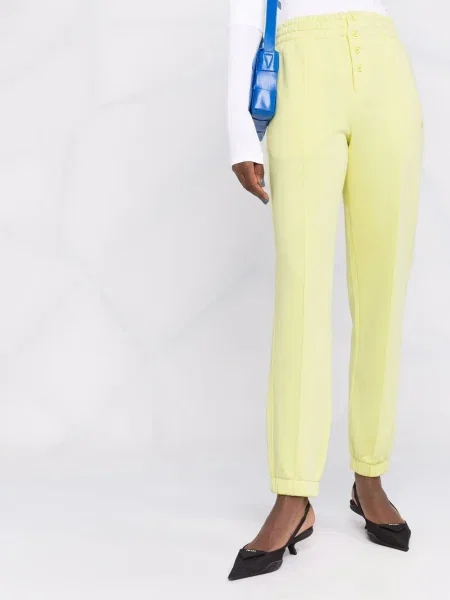 Pantaloni Helmut Lang cu broderie alergare galben
