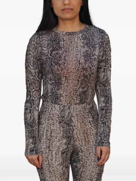 Długa koszulka Baserange w wężowy wzór szara