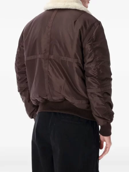 Gulerat geacă bomber Alpha Industries din piele de oaie maro