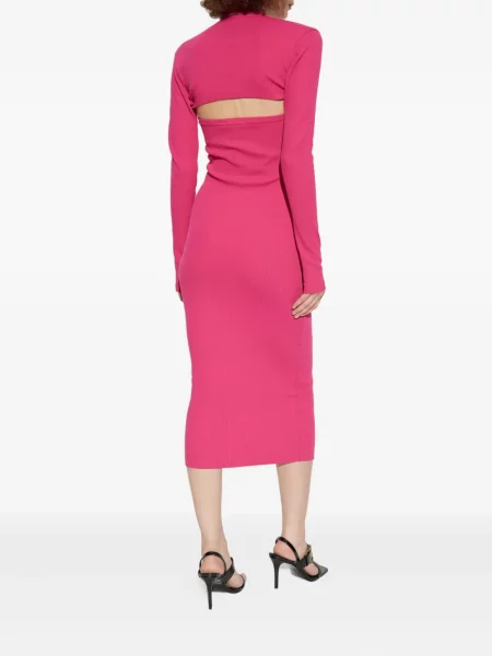 Костюм дънкова рокля Versace Jeans Couture с катарама до коляното розово