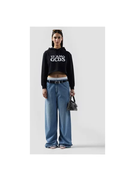 Bluza z kapturem Gcds z nadrukiem czarna
