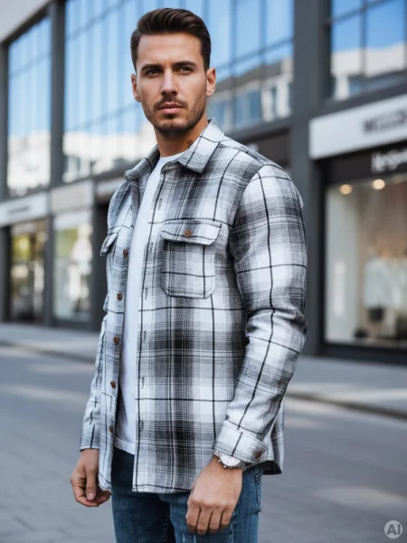 Koszula flanelowa w kratę czarno-biała Dstreet biała