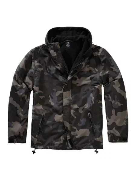 Kurtka turystyczna Brandit Frontzip Windbreaker Dark Camo czarna
