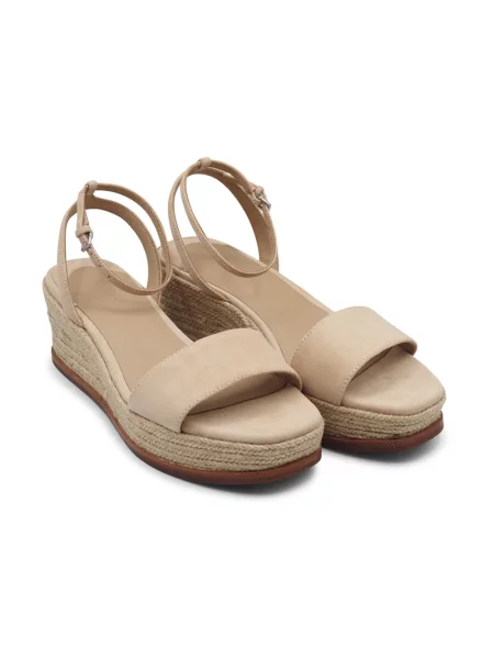 Espadryle Ralph Lauren zamszowe na koturnie beżowe