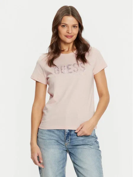 Тениска Guess розово бежово