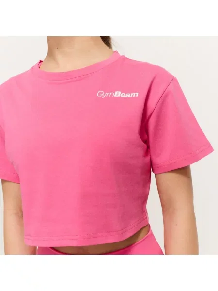 Koszulka fitness cropped luźna Limitless różowa