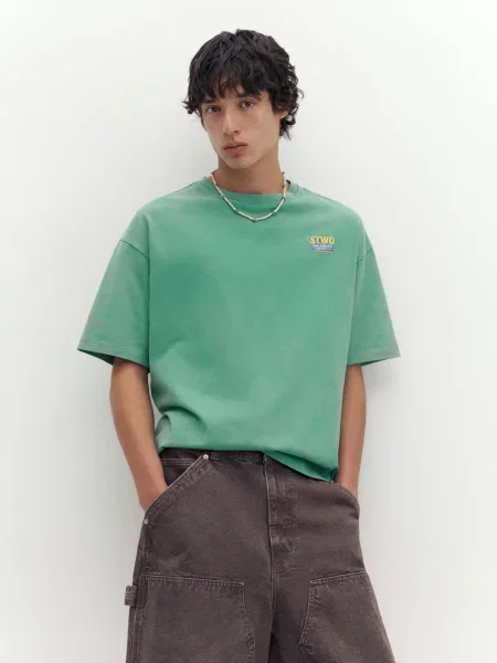 Pull&Bear Tričko STWD modrá / žltá / svetlozelená červená