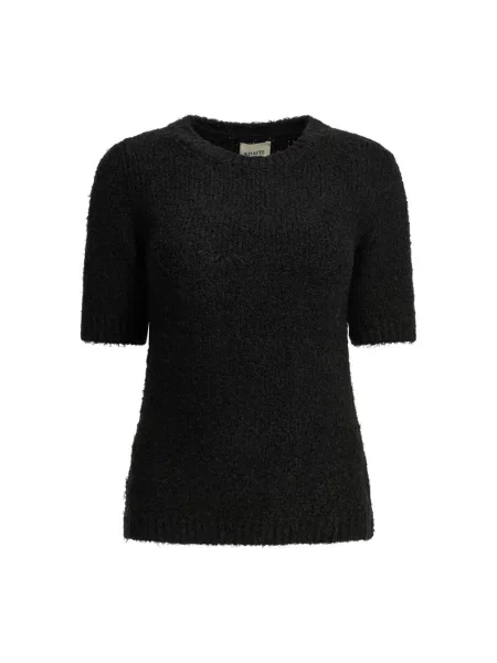 Dzianinowy krótki sweter Khaite czarny
