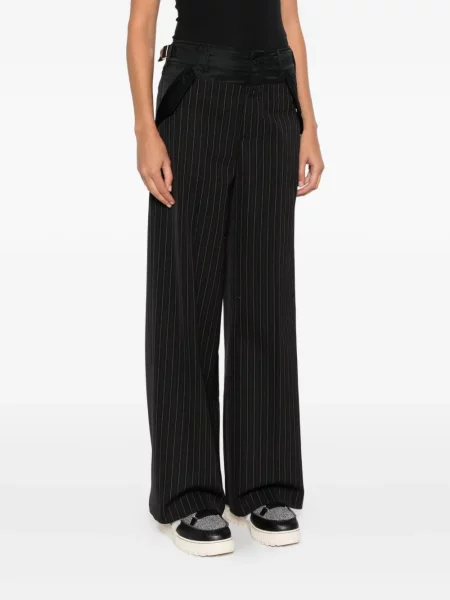 Pantaloni Sacai cu dungi negru
