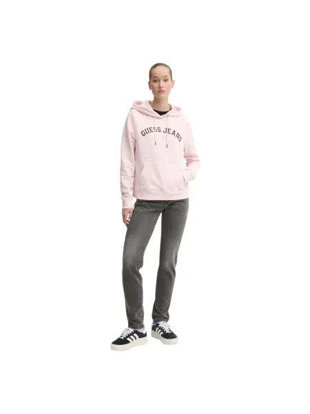 Guess Jeans bluza z kapturem różowy