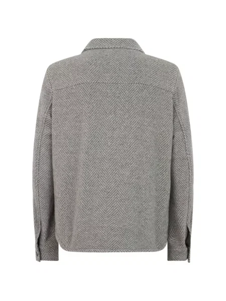Geacă cămașă Herno tricotate cu model herringbone gri