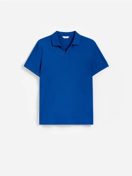 Reserved Tricou polo regular din mercerizat indigo