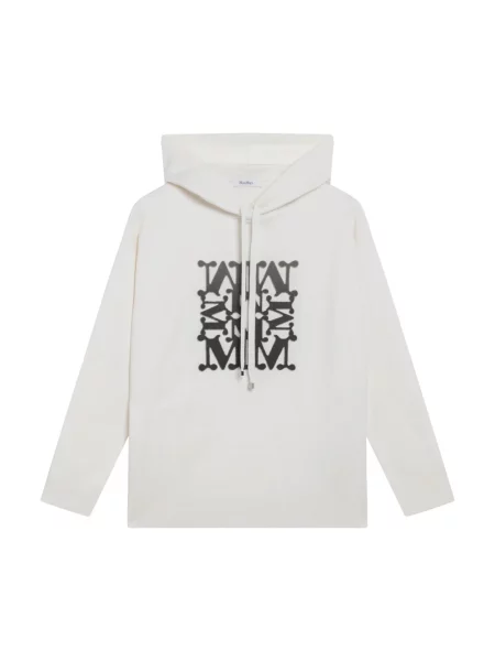 Bluza z kapturem Max Mara wełniana biała