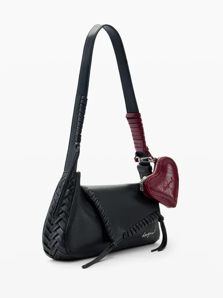 Geanta crossbody Desigual cu motiv cu inimi negru
