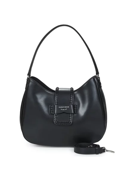 Usnjena hobo torba Emporio Armani črna