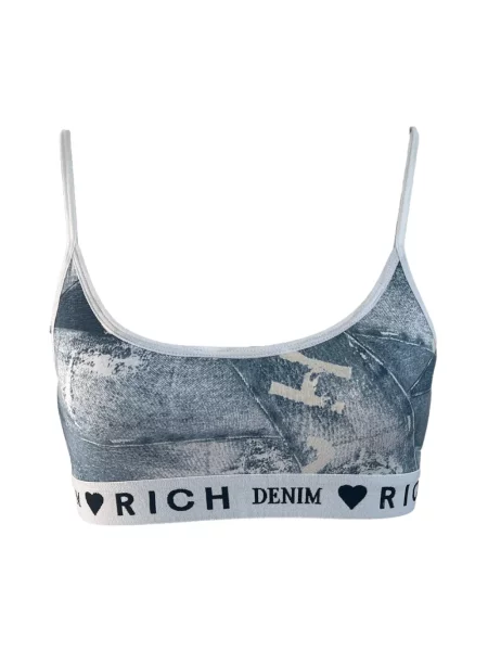 Biustonosz John Richmond z nadrukiem bez ramiączek niebieski