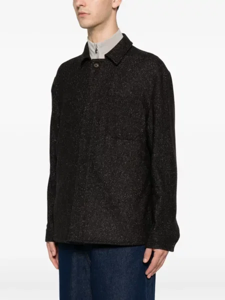 Geacă cămașă Eleventy cu model herringbone maro