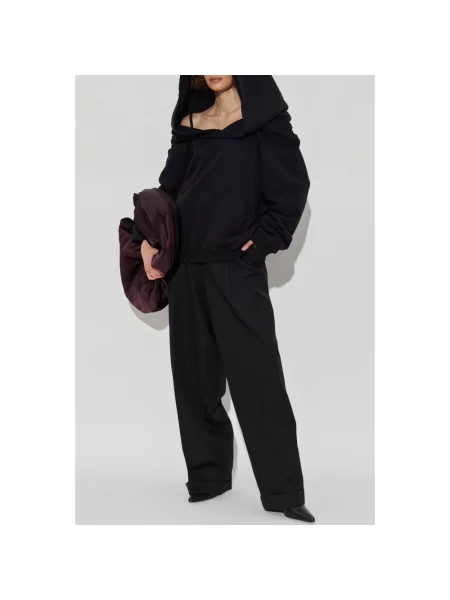 Bluza z kapturem Mm6 Maison Margiela z odkrytymi ramionami czarna