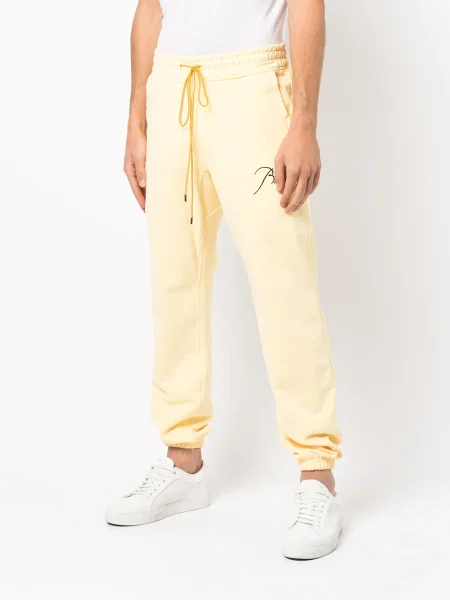 Pantaloni Rhude cu broderie alergare galben