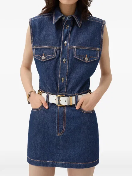 Rochie din denim Versace albastru