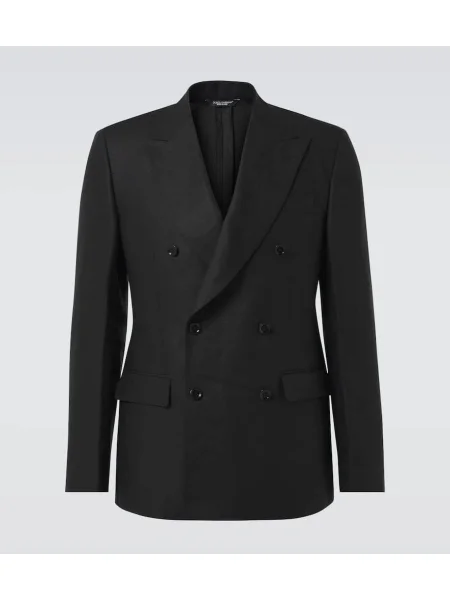 Lanena dvoredni ukrojena obleka Dolce&gabbana črna