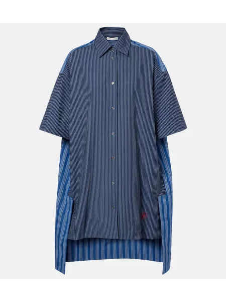 Rochie tip cămașă Jw Anderson cu dungi din poplin de costum albastru