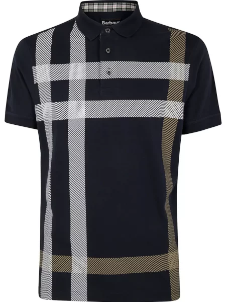 Tricou polo Barbour în carouri albastru