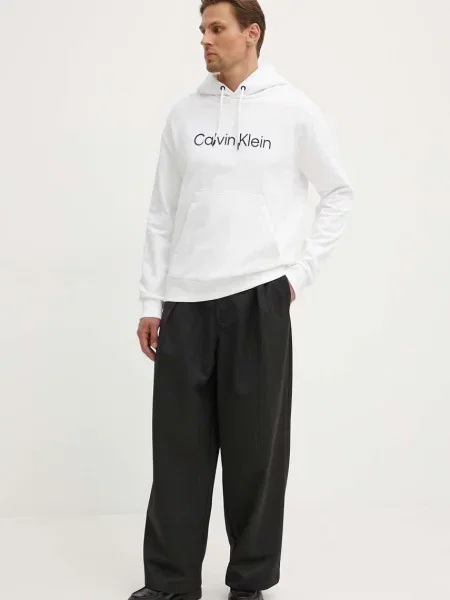 Calvin Klein Bombažen pulover bela