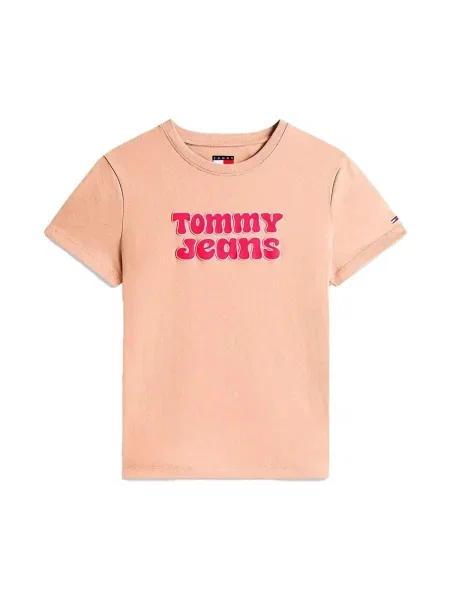 Póló Tommy Jeans autogrammal bézs